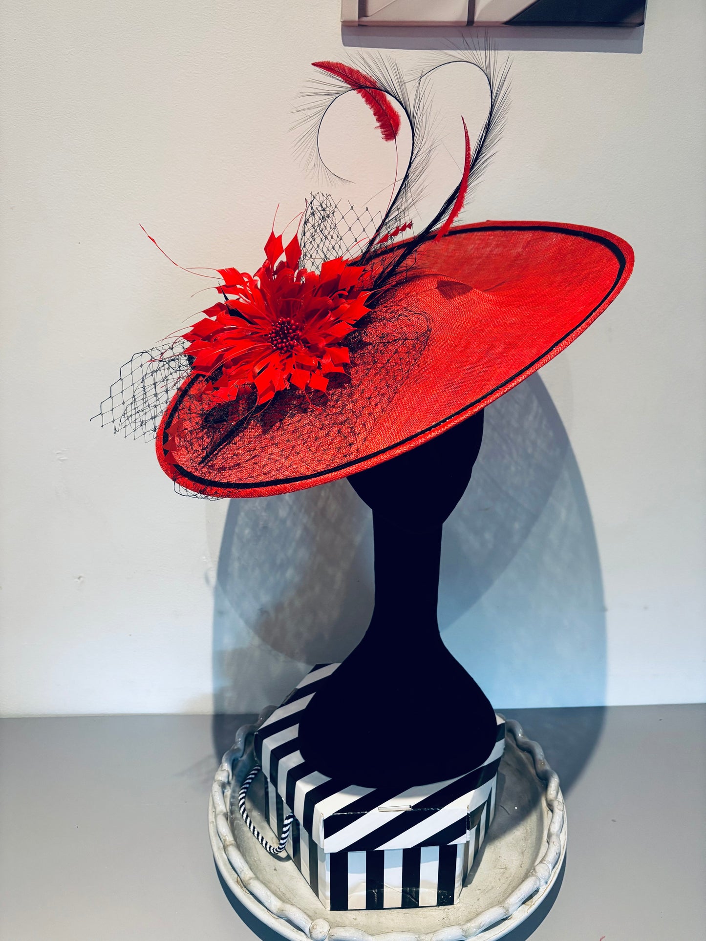 Poppy Red and Black Hatinator on Headband