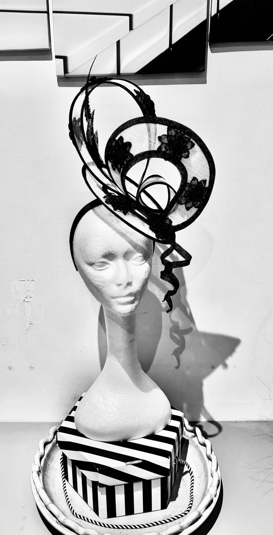 White & Black Fascinator
